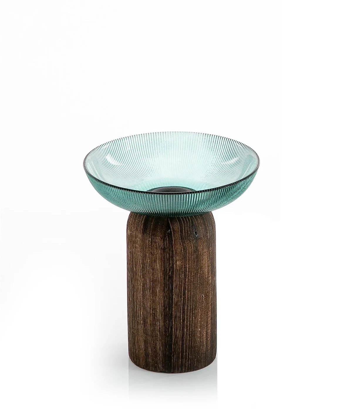 Glass Bowl with Wooden Base